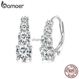 Stud Bamoer Arranged Multiple Size Moissanite Hoop Earrings Chic Solid 925 Sterling Silver Ear Buckles for Women Fine Jewellery Gift YQ240110