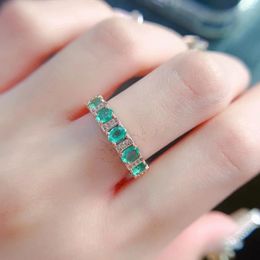 Cluster Rings Sterling Silver Colombia Emerald Ring 3mm 4mm Total 1ct Natural With Gold Plated Jewelry For Daily Wear