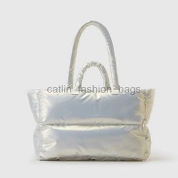 Shoulder Bags Fashion Padded Large Tote Bag Designer Puffer Women Shoulder Bags Nylon Waterproof Lady Handbags Sier Soft Puffy Bag 2023 Newcatlin_fashion_bags