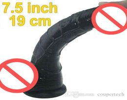 Black 8 Inches Realistic Dildo Waterproof Flexible penis with textured shaft and strong suction cup Sex toy for wom1638277