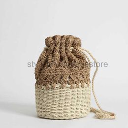 Shoulder Bags Fashion Bucket Bag Sen-line shoulder Paper Rope Str Bag Leisure Women's Bag Woven Beach Bagstylishhandbagsstore