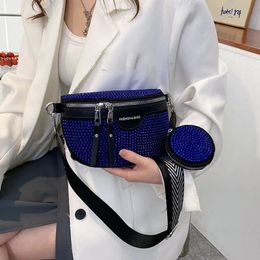 Summer Waist Bag Clutch Rhinestone Fanny pack Waist pack Two-piece Shoulder Crossbody Chest Bags Fashion Leather Female Belt Bag 240110