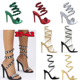 Dress Shoes Designer Heels Crystal-embellished sandal feast party leather stiletto high Heels Evening shoes women heel Luxury Designers Ankle shoes footwears