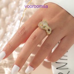 High Quality Carter 18k Gold Holiday Gift Ring Jewellery Real gold plating 2024 new fashion copper inlaid zirconium leopard ring animal With Original Box