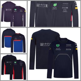 Customize the new F1 Formula One racing T-shirt for autumn and winter 2023 for men's fast-drying cycling with long sleeves, round neck and short sleeves.