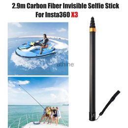 Selfie Monopods 290cm Carbon Fibre Invisible Extended Edition Selfie Stick For Insta360 X3/ONE X2/ONE RS/ONE R 2.9m Camera Accessories For YQ240110