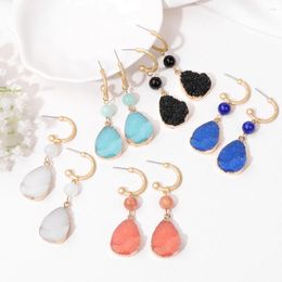 Dangle Earrings Fashion Druzy Geode Crystal Drop For Women Irregular Mineral Stone Jewelry Ear Accessories