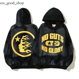 Men's Hellstar Hoodie Wnter No Guts Glory Hoodie Men Women Yellow Printed Wash Pullover Long Sleeve Fleece Sweatshirts Hellstar Tracksuit 204