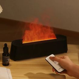 Remote Control Flame Aroma Diffuser Air Humidifier Ultrasonic Mist Maker Fogger Led Essential Oil Flame Lamp 7 Colors Difusor 240109