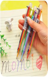 Novelty 6 In 1 Colorful Pens Simple Solid Multifunction Multicolor Ballpoint Pen School Student Stationery Colorful Refill Pens8498551