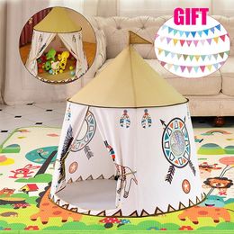 Kid Teepee Tent House Portable Princess Castle Folding Kids Tents Baby Play House Children Play Toy Birthday Christmas Gift 240109