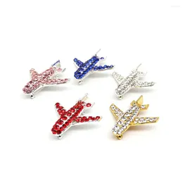 Brooches Flight Uniform Mixed Color Airplane Rhinestone Fashion Pin Silver Tone For Men Decoration