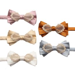 High quality men's female yarn-dyed bowtie polyester silk suit dress cravat solid color casual bow 240109