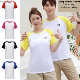 Men's T-Shirts Raglan Modal Tshirt O-Neck Short Sleeve Tshirts Summer Ladies Men Unisex Casual for Design Custom Team Advertising T-shirtL240110