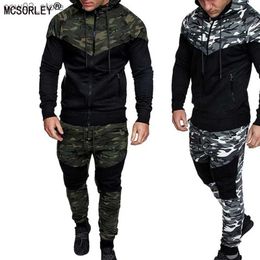 Men's Tracksuits Fashion Men's Tracksuit Causal Camouflage Print Sets Camo Jacket+Pants 2Pc Sportwear Hoodies Sweatshirt Suit Men's Outfits 2022 Q230110