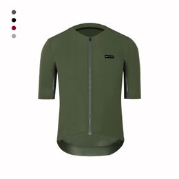 SPEXCEL Coldback Fabric UPF 50 Pro Aero Short sleeve cycling Jerseys Seamless No collar design zipper pocket green 240109