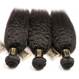 Brazilian Bundles Kinky Straight Human Hair 8a Original Yaki On Sale Natural Colour Thick 240110