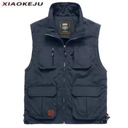 Men Work Vest Men's Clothing Hunting Motorcyclist Tactical Coat Summer MAN Multi-pocket Military Sleeveless Jacket 240110