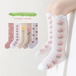 4 Pairs/lot Girl Socks Cute Cotton Baby Knee Socks born Long Tube Kids Children Soft High Sock Toddler Leg Warmers Socken 240109