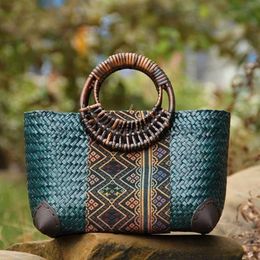 Totes New style str bag woven female Thailand rattan leisure vacation handbag smallstylishhandbagsstore