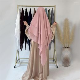 Ethnic Clothing Ramadan Eid Hooded 3 Layers Hijab Khimar Islam Abaya Turban Hijabs For Woman Long Head Scarf Headwraps Arab Muslim Burqa