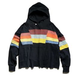 Cotton Washing Stripe Hooded Loose Men's and Women's Pullover Hoodies