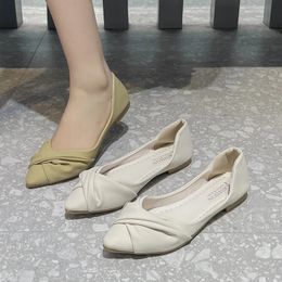 Female Elegant Flat Shoes Spring Autumn Shallow Mouth Soft Bottom Solid Colour Loafers Walking Footwear Zapatos Para Mujer 240110