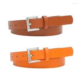 Belts Solid Colour Women's Casual Belt With Metal Buckle Fashionable Candy PU For Dress And Jeans