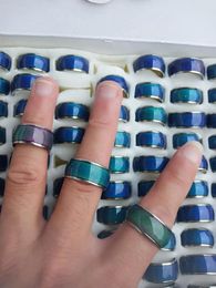 Cluster Rings Mood Ring 10mm Wide Stainless Steel Student Color Change Mix Size 17 To 21