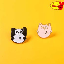 panda and pig Enamel Lapel Pin Cartoon Metal Brooch Jewellery For Women Men Hat Backpack Bags Badge Pins Kids Gifts