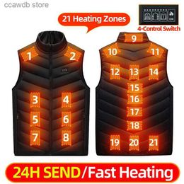 Men's Vests Womens Heated Vest For Men Usb Rechargeable Electric Heated Jacket Self Heating Vest Hunting Warming Clothing 21 Areas Heated T240109