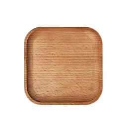 Beech Wood Tray Square Wooden Plates Children's Whole Woods Fruit Plates Dessert Dinner Tableware