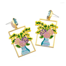 Stud Earrings Original Handmade Small Flower Pot Hand-painted Vase Creative Versatile And Cute Gift For Girlfriends