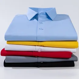 Men's Dress Shirts Men Classic Elegant Business Long Sleeve Bamboo Fiber Office Plain Formal Shirt Casual Standard Male Workwear