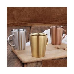 Mugs 60Pcs Fashion 320Ml 12Oz Vacuum Cups Stainless Steel Mug Double Wall Beer Cup Insated Milk Thermo Coffee With Handles Drop Deli Dhbnq