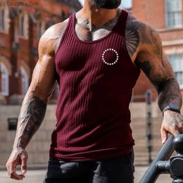 Men's Tank Tops Summer New Trend Casual Knit Vertical Stripes Fitness Sports Casual Slim Men's Vest Men's I Shaped Vest Show Figure Men T240110