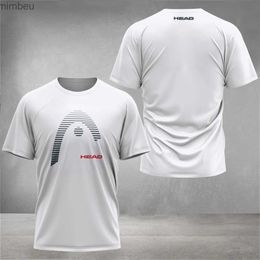 Men's T-Shirts Men's Solid Colour Printed Tennis Clothing Breathable Head Badminton Sports Clothing New Men's Fitness Short SleeveL240110