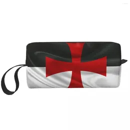 Cosmetic Bags Flag Of Knights Templar Travel Bag Mediaeval Crusades Cross Toiletry Makeup Organiser Lady Beauty Storage Dopp Kit