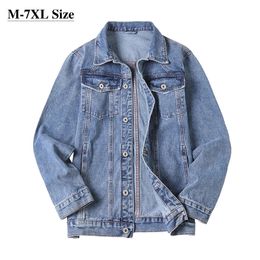 Oversized Men's Denim Jacket Autumn Cotton Jean Coats Loose Fashion Casual Streetwear Brand Male Clothing 5XL 6XL 7XL 240109