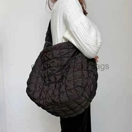 Shoulder Bags Casual Ruched Oversized Women Shoulder Bags Designer Quilted Padded Crossbody Bag Large Capacity Nylon Tote Big Shopper Pursescatlin_fashion_bags