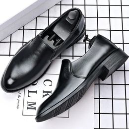 Mens Leather Dress Shoes Gentleman Formal Men Shoe Luxury Brand Casual Loafers Social Autumn Wedding Elevator 240110