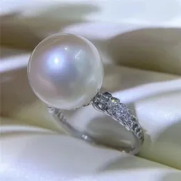 Cluster Rings 18K Gilded Internet Celebrity Hit Gorgeous REAL NATURE 9-10mm Akoya White Round Pearl Ring