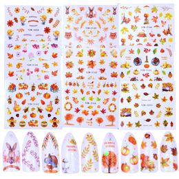 Nail Stickers 1 Sheet Art 3D Decal Autumn Theme Water Sliders Decor Tips Pattern Sticker For Beauty Care Tattoo