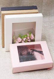 Kraft paper gift Packaging Boxes wedding birthday food snacks packag with pvc window 254 N25412206