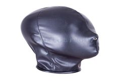 Bondage Soft Leather head Hood Full Covered Mask Breathable Holes restraints role play R982236253