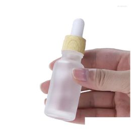 Storage Bottles Jars 5Ml 10Ml 15Ml 50Ml 100Ml Cosmetic Packing Container Refillable White Rubber Frost Glass Essential Oil Bottle With Otpao