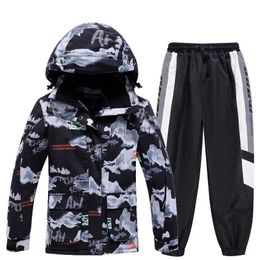 Skiing Suits New Children's Ski Suit Boys' Winter Warm Waterproof Suit Children's Printed Jacket And Pants Ski Suit Boys' Snowboarding Suit