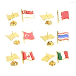 Brooches Metal Zinc Alloy World Flag Brooch Cartoon Patriotic Badge For Clothing Coat Decoration Pin Holiday Party Gift Dress Accessories