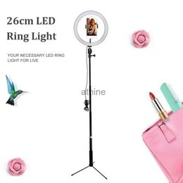 Flash Heads 10 26cm LED Studio Camera Ring Light Photography Ring Light With Tripod USB Plug Selfie Stick Phone Holder Make Up Youtube YQ240110