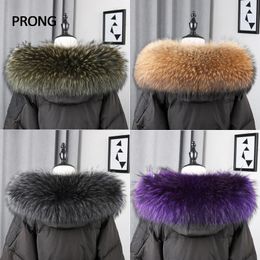 100% Real Fur Collar For Parkas Coats Winter Luxury Warm Natural Raccoon Fur Women Scarves Female Neck Cap Real Fur Hood Trim 240110